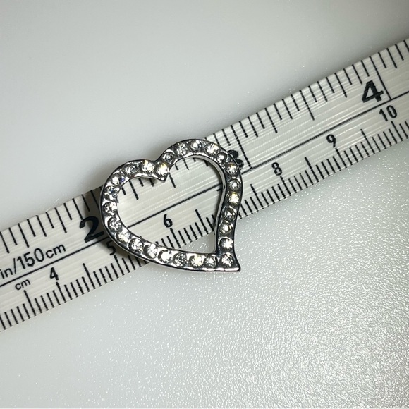 Silvertone Rhinestone Heart Pendant - Picture 12 of 15